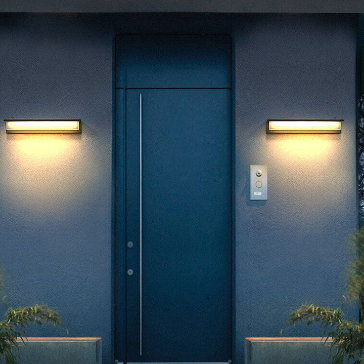 Modern Solar Rectangular Aluminum PC Outdoor LED Wall Sconce Lamp