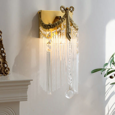 Französische Moderne Luxus Bogen Messing Kristall 1-Licht Wandleuchte 