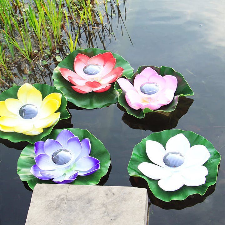 Creative Lotus Flower Wasserdichtes Solar-LED-Patio-Teich-Wasser-Schwimmlicht im Freien 