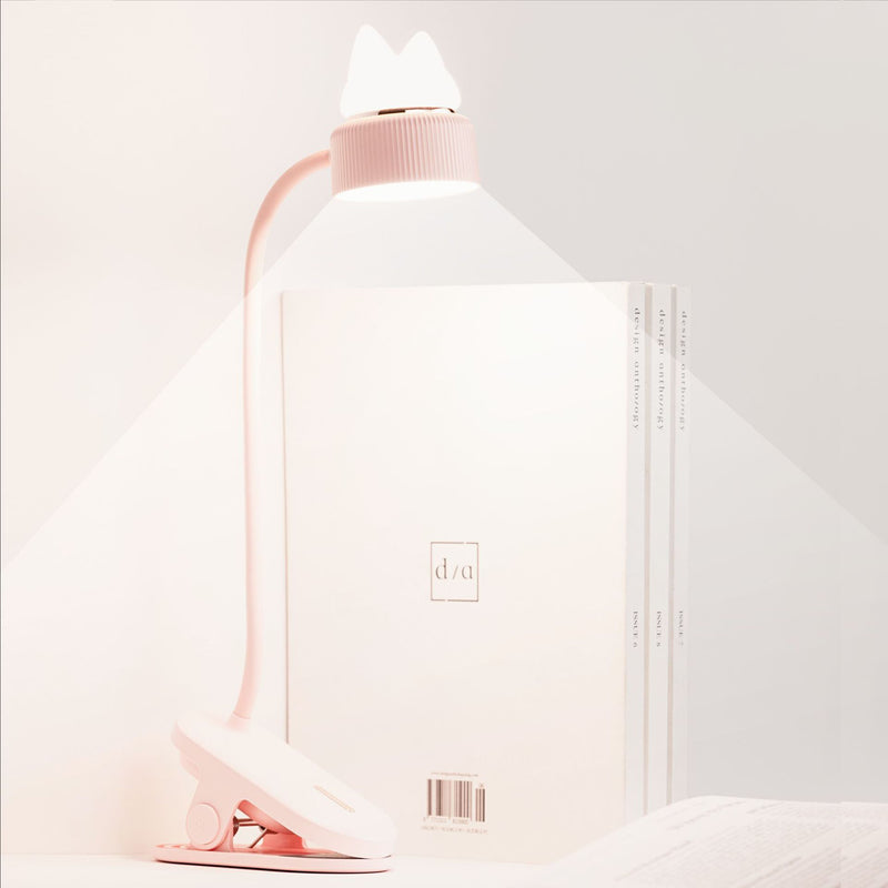Lampe de Table à LED avec Pince et Protection des Yeux Créative Moderne avec Oreilles de Chat 