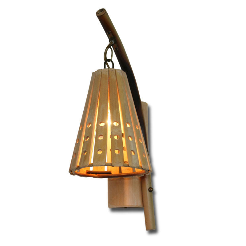 Chinese Vintage Bamboo Weaving 1-Light Wall Sconce Lamp