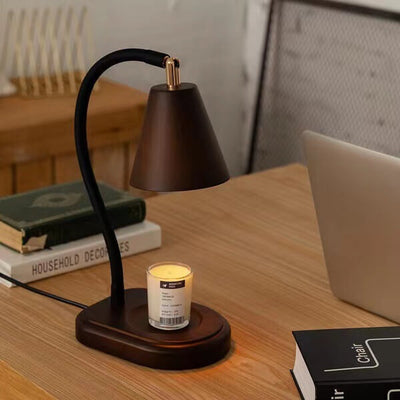 Lampe de Table à 1 Lumière en Bois avec Cire Fondante Parfumée et Poteau Réglable Moderne 