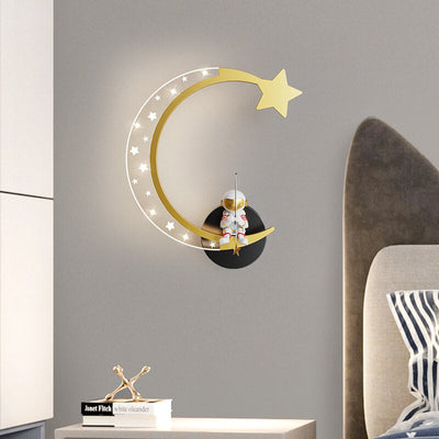 Creative Cartoon Astronaut Star Moon Kids LED Wall Sconce Lamp