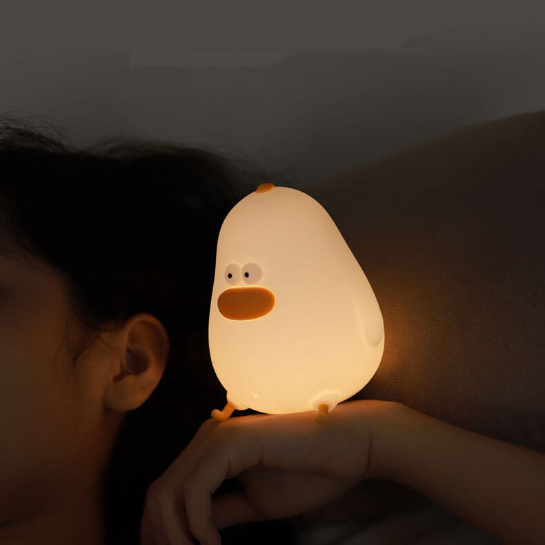 Lampe de table tactile LED en silicone en forme de petit poulet mignon et créatif 