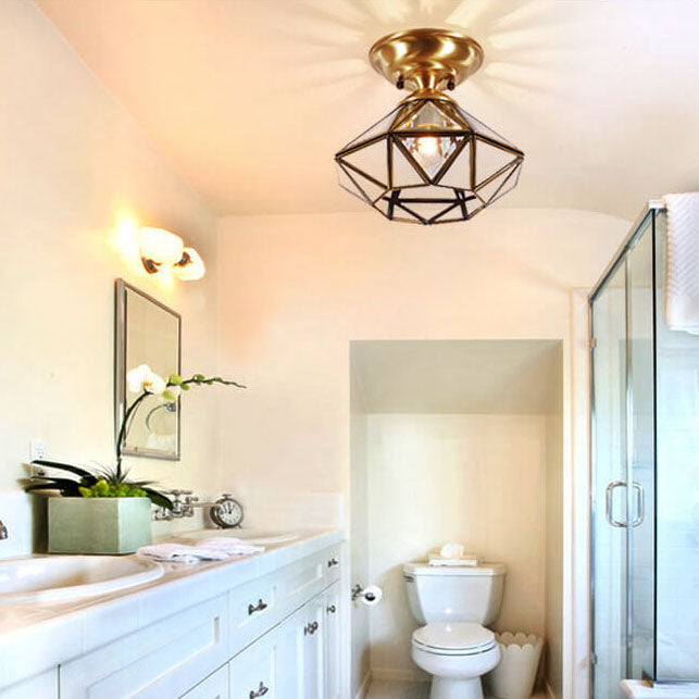 European Light Luxury Full Copper Round 1-Light Semi-Flush Mount Light