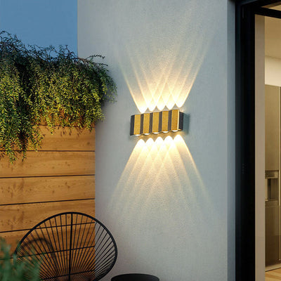 Modern Light Luxury Golden Aluminum Outdoor Waterproof Patio LED Wall Sconce Lamp