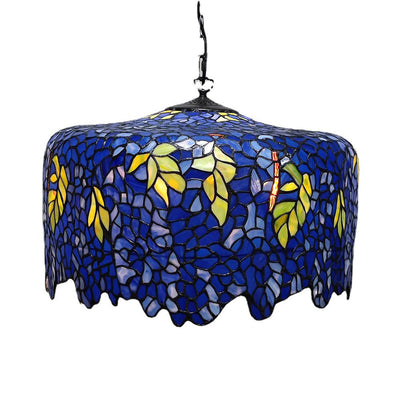 European Style Tiffany Dome Stained Glass Dragonfly Flower 2-Light Chandelier