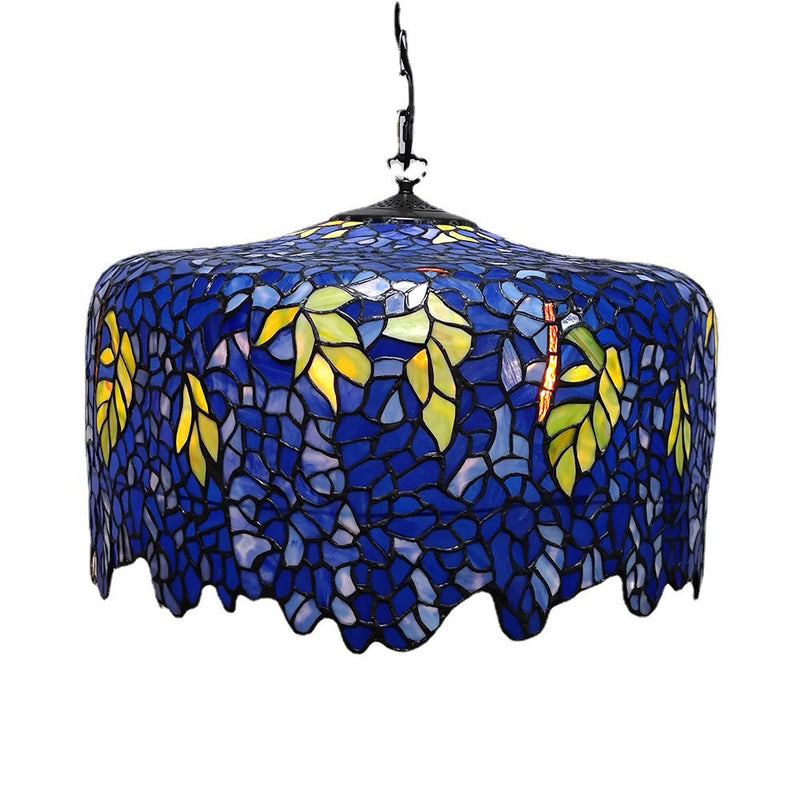 European Style Tiffany Dome Stained Glass Dragonfly Flower 2-Light Chandelier