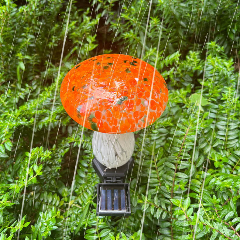 Contemporary Creative Colorful Mushroom Glass Shape LED Solar Waterproof Lawn Insert Light For Garden