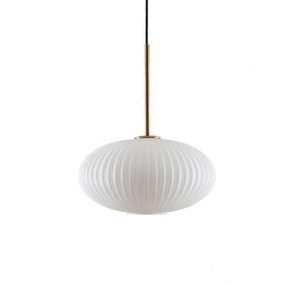 Nordic Minimalist Cream Glass Oval Lantern 1-Light Pendant Light