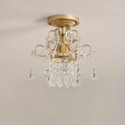 Modern Simple Crystal Flower-Shaped 1-Light Semi-Flush Mount Ceiling Light