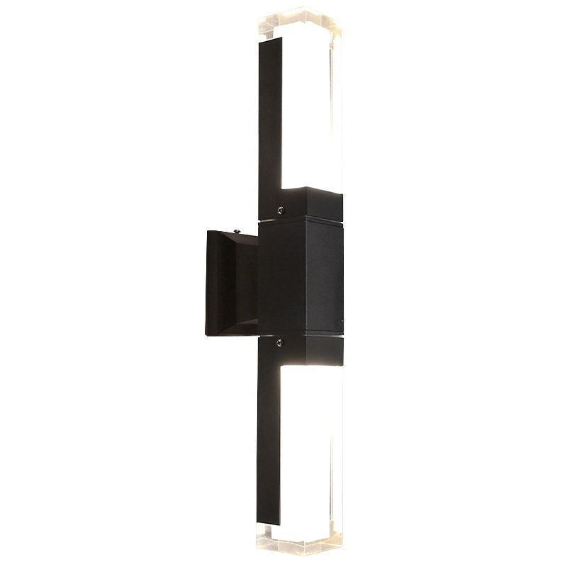 Moderne wasserdichte LED-Wandleuchte mit rechteckiger Säule im Freien 