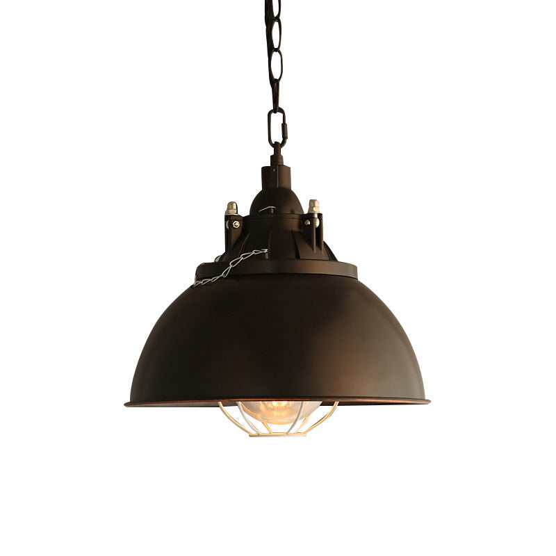 Industrial Retro Black Pot Lid Iron 1-Light Pendant Light