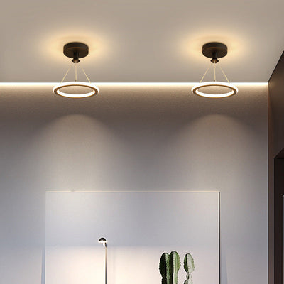 Modern Simplicity Aluminum Circle Strip LED Semi-Flush Mount Ceiling Light For Hallway