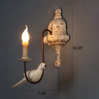 Vintage Rustic Wooden Bird Sconce 1/2 Light Wall Sconce Lamp