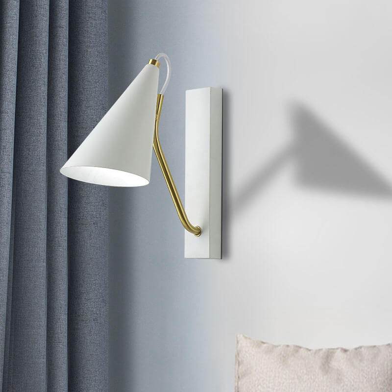Nordic Minimalist Cone Shade Long Base 1-Light Wall Sconce Lamp