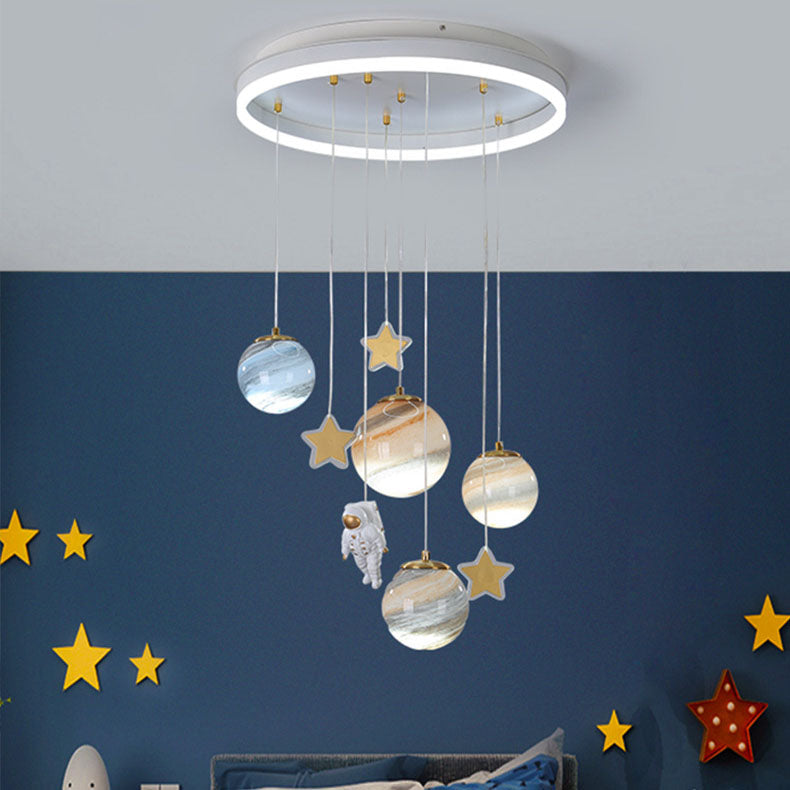 Contemporary Creative Aluminum Round Shade Acrylic Glass Ball LED Kid&