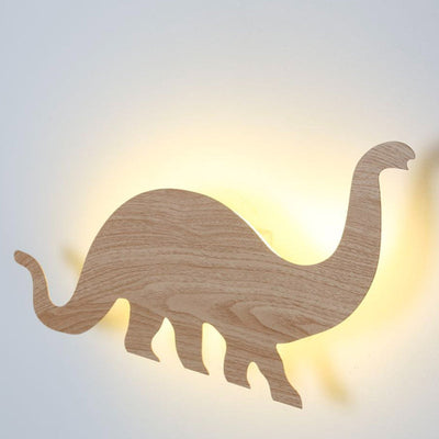 Contemporary Creative Imitation Wood Grain Dinosaur Shape LED Kid's Wall Sconce Lamp For Bedroom