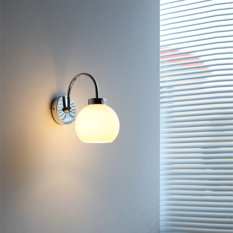 Japanese Simple Round Ball Glass 1-Light Wall Sconce Lamp
