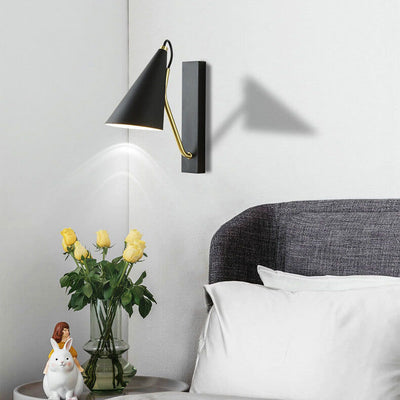 Nordic Minimalist Cone Shade Long Base 1-Light Wall Sconce Lamp