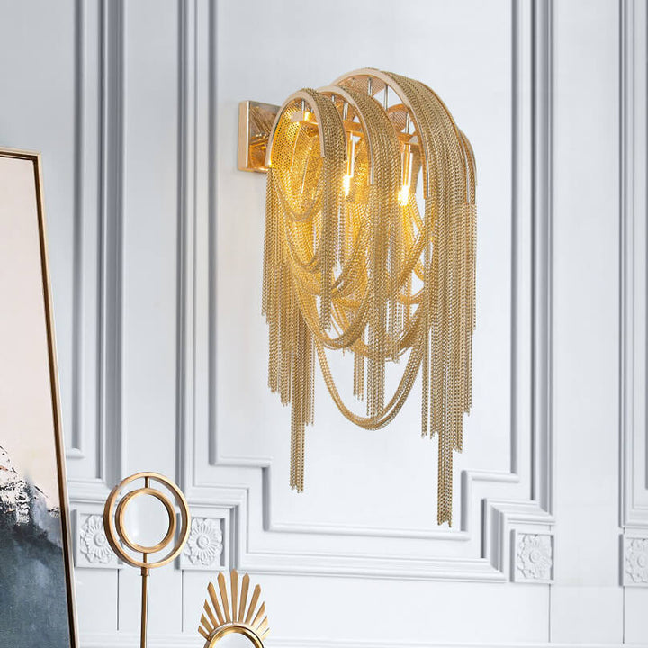 Postmodern Luxury Aluminum Chain Tassel  2-Light Wall Sconce