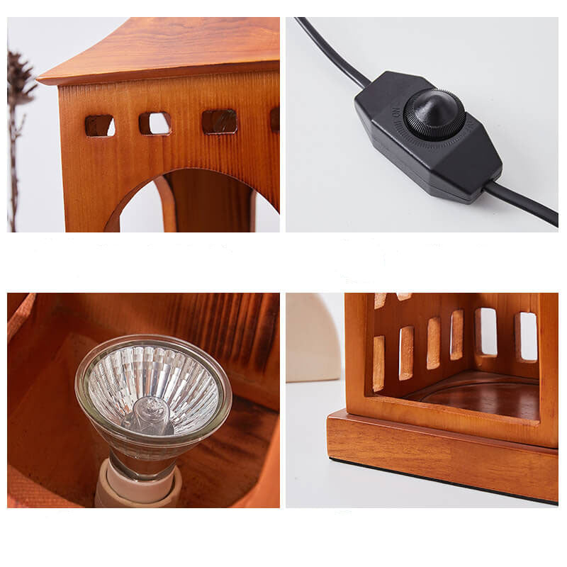 Vintage Walnut Cabin 1-Light Melting Wax Table Lamp