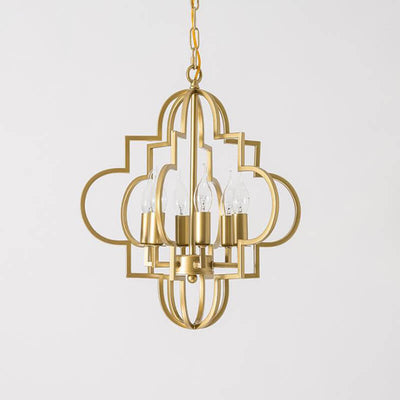 Modern Luxury Gold Hollow Iron Lantern 6-Light Chandelier