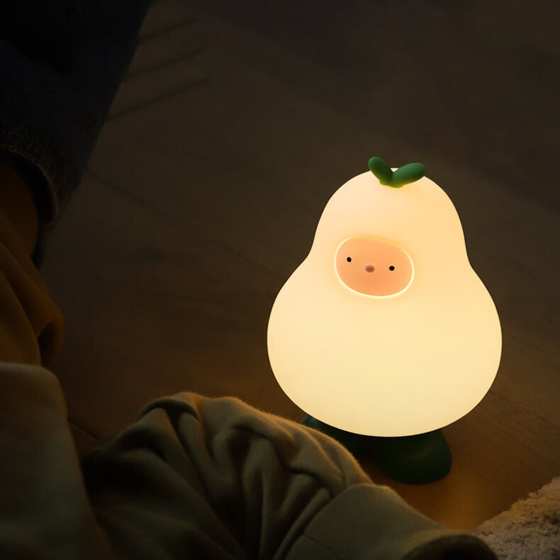 Lampe de table LED USB en silicone poire dessin animé créatif moderne 