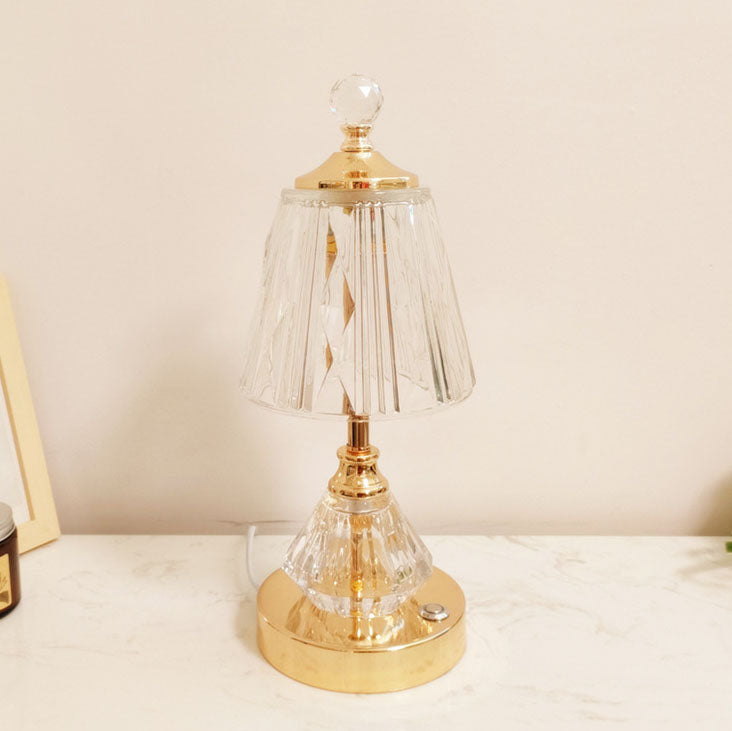 Modern Luxury Glass Metal Diamond Base LED Table Lamp For Bedroom