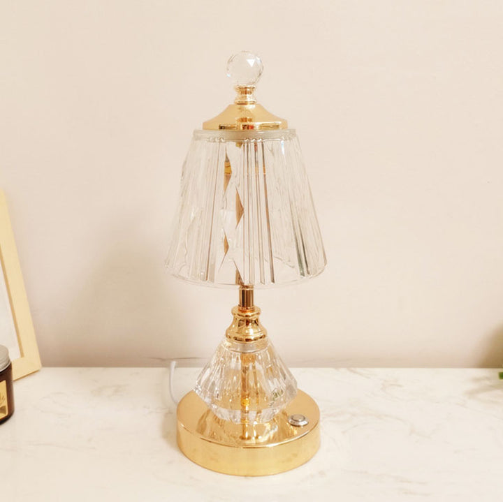 Modern Luxury Glass Metal Diamond Base LED Table Lamp For Bedroom