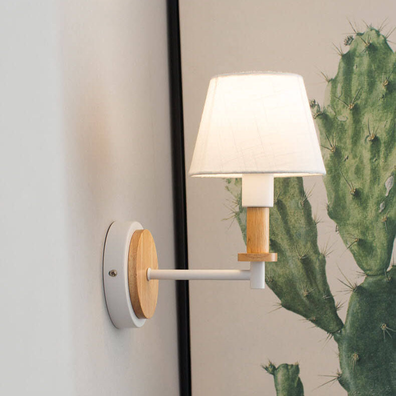 Modern Nordic Wooden Tubular 1-Light Wall Sconce Lamp