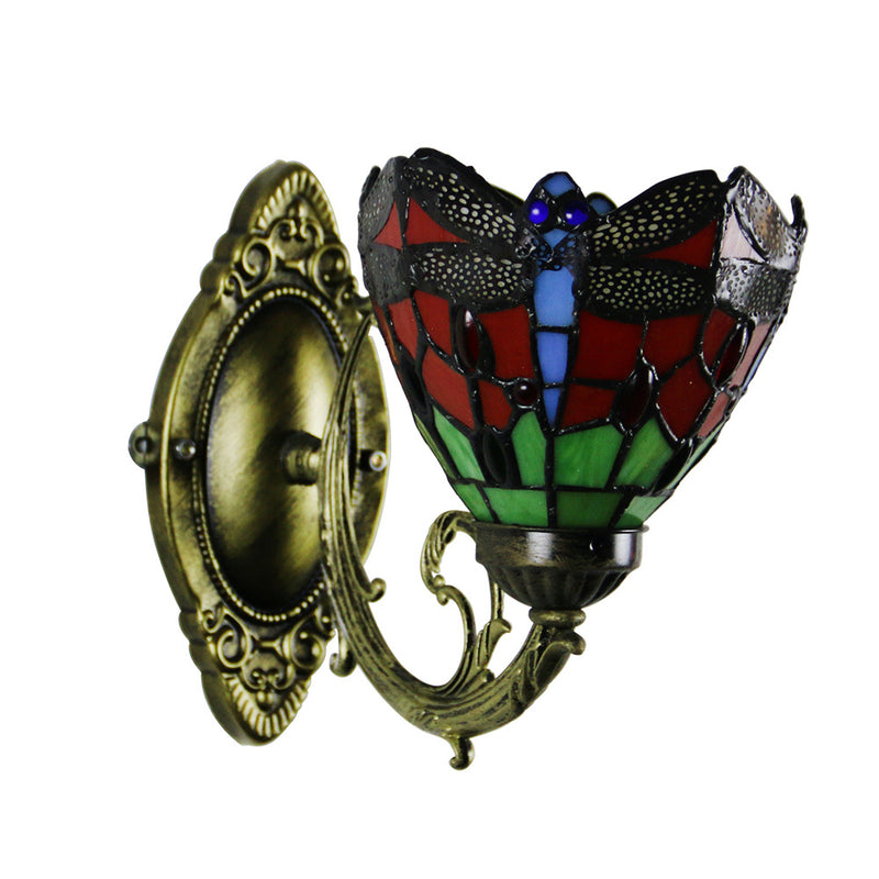 European Style Tiffany Baroque Stained Glass Bowl 1-Light Wall Sconce Lamp