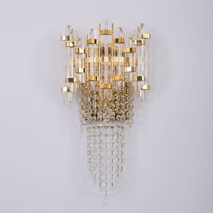 Lámpara de Aplique de Pared de Lujo Moderno con Borlas de Cristal y Oro de 2/3 Luces 