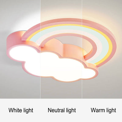 Childlike Cartoon Rainbow Cloud Design LED Flush Mount Light