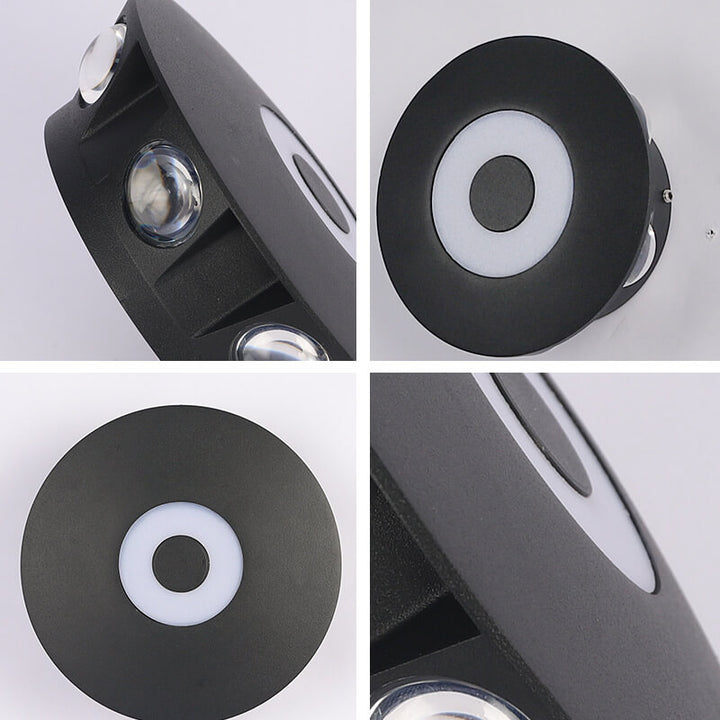 Modern Black Round Aluminum Indoor Outdoor Waterproof LED Wall Sconce Lamp