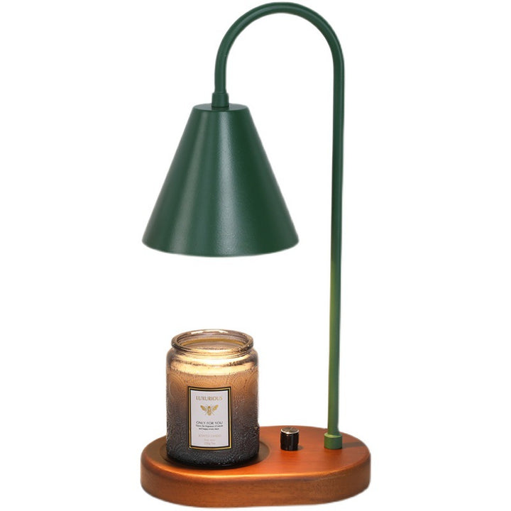 Modern Minimalist Iron Cone Wood 1-Light Dimming Melting Wax Table Lamp For Study