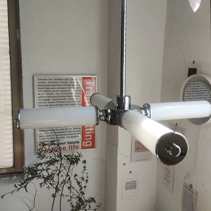 Industrieller Kronleuchter aus Edelstahl mit Zweigdesign und 4 LED-Lichtern 