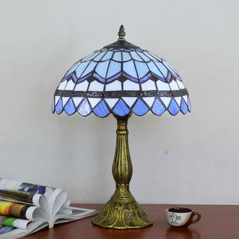 Vintage Stained Glass Tiffany Classic Design 1-Light Table Lamp