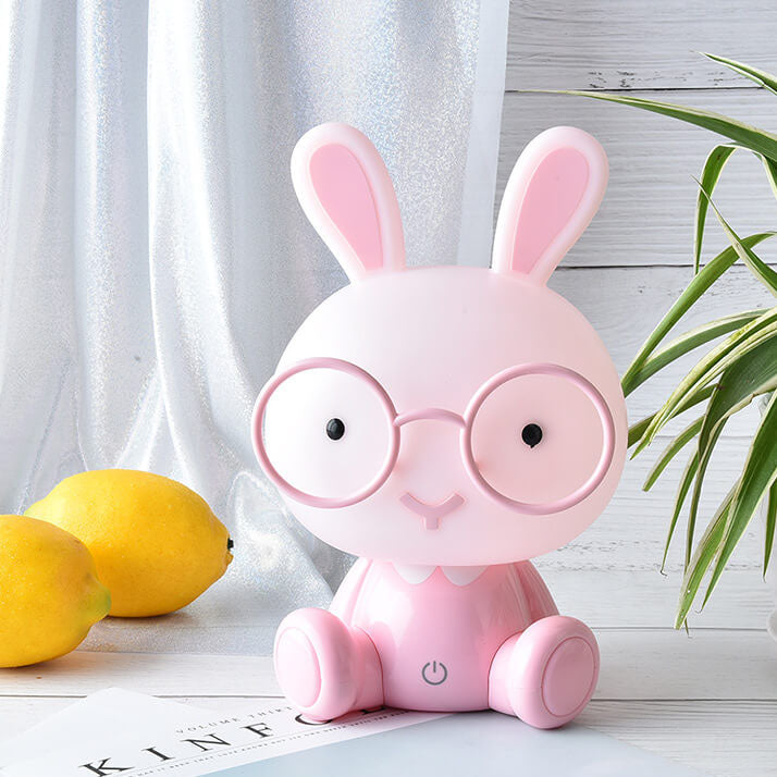 Lampe de table LED USB avec lumière de nuit, lapin créatif avec lunettes 