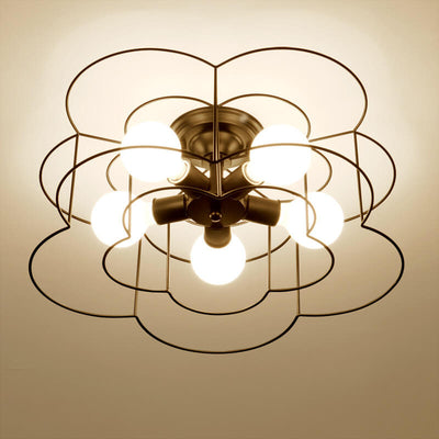 Nordic Creative Iron Petals 5-Light Semi-Flush Mount Ceiling Light