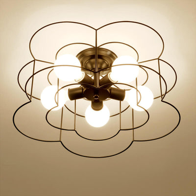 Nordic Creative Iron Petals 5-Light Semi-Flush Mount Ceiling Light