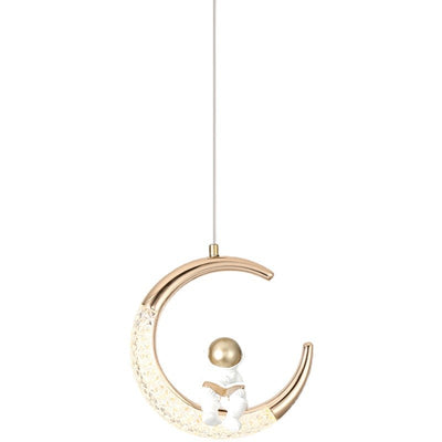 Moderne kreative Astronaut Moon LED Kinderpendelleuchte 