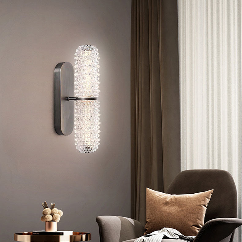 Modern Luxury Glass Column Aluminum LED Wall Sconce Lamp