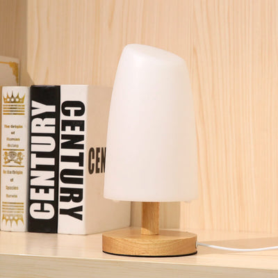 Creative PE Column Wooden Base LED Table Lamp