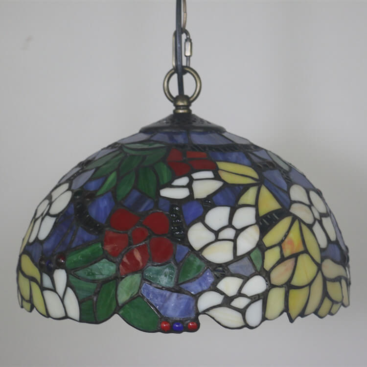 European Tiffany Stained Glass 1-Light Pendant Light