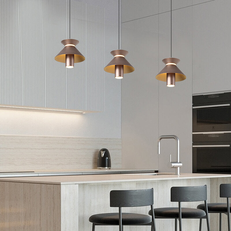 Moderne Minimalistische Einfarbige Aluminium LED Insel Licht Kronleuchter 