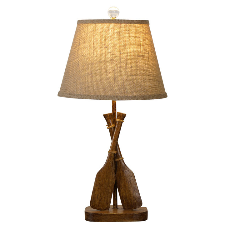 Lampe de table à 1 lumière en résine et lin rustique vintage européen 