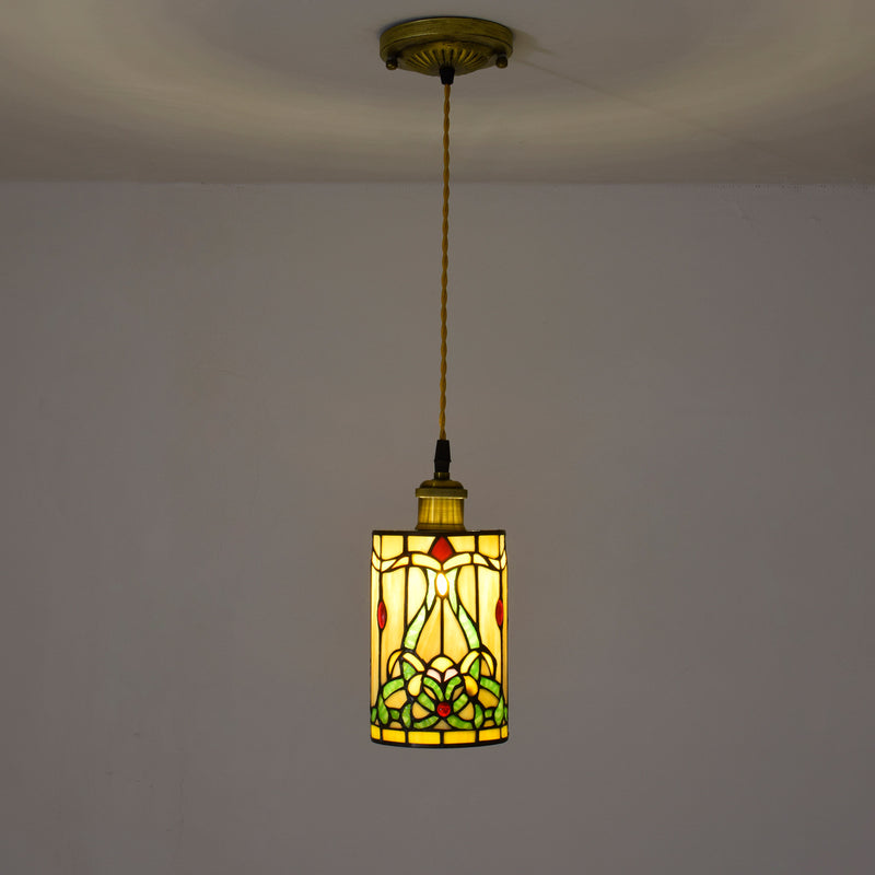 Tiffany Buntglas Gem Zylinder 1-Licht Pendelleuchte