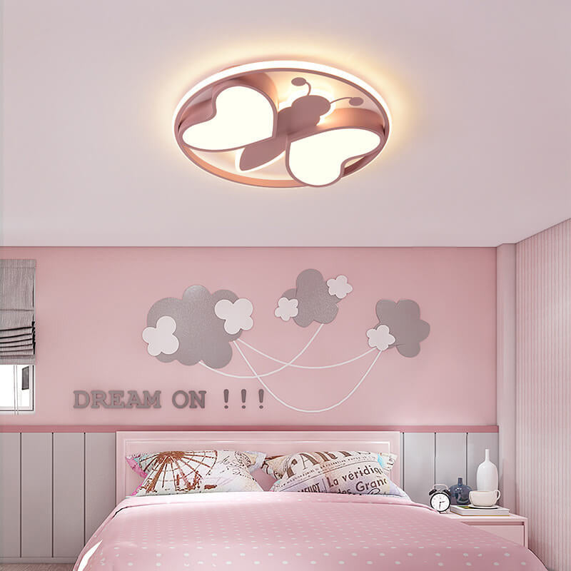 Creative Cartoon Butterfly Round LED  Flush Mount Ceiling Light