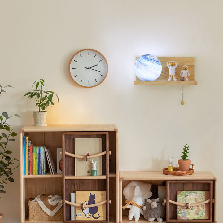 Applique murale 1 lumière avec base carrée en bois massif et verre créatif moderne 